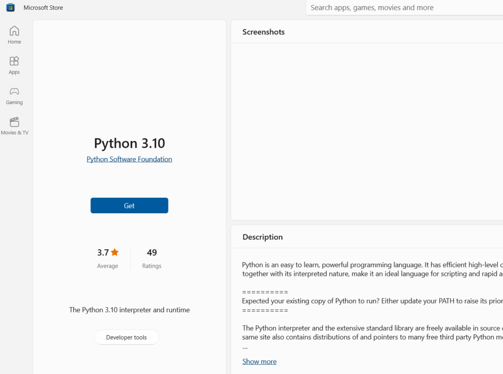 Python 3.8 – Microsoft Apps